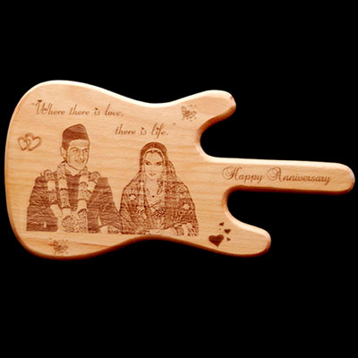 "Personalised Guitar shape Wooden Finish Stand with Message - Click here to View more details about this Product